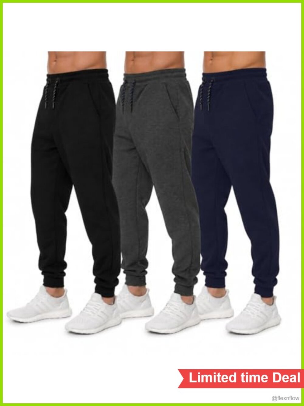 Men's Sweatpants 3 Pack Joggers with Pockets Tapered Fit Workout Pants